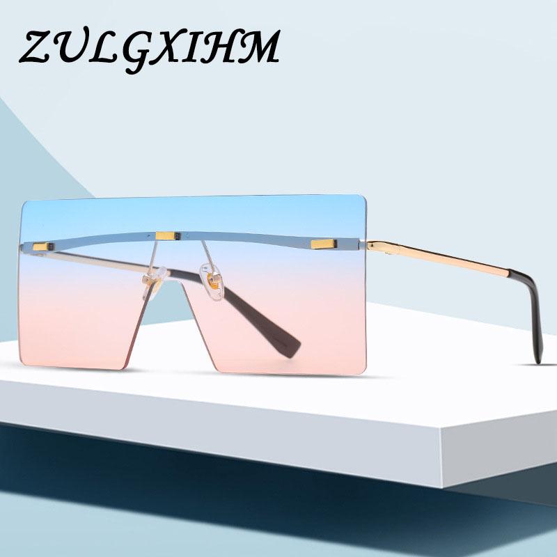 

Sunglasses ZULGXIHM Oversized Brown 2021 Women Retro Vintage Rimless Eyewear