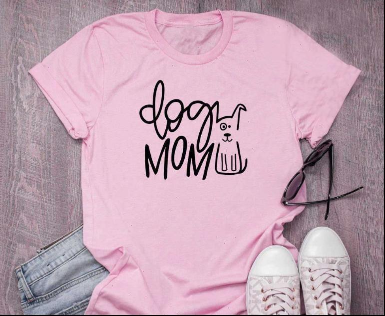

dog mom letter print t shirt women short sleeve o neck loose tshirt 2021 summer women tee shirt camisetas, White