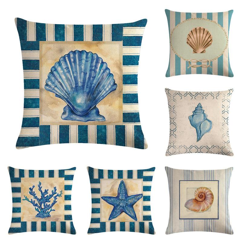 

Ocean Theme Summer Pillow Covers Cotton Linen Throw Pillow Cover Cushion Case for Couch Sofa Living Room Home Decoration
