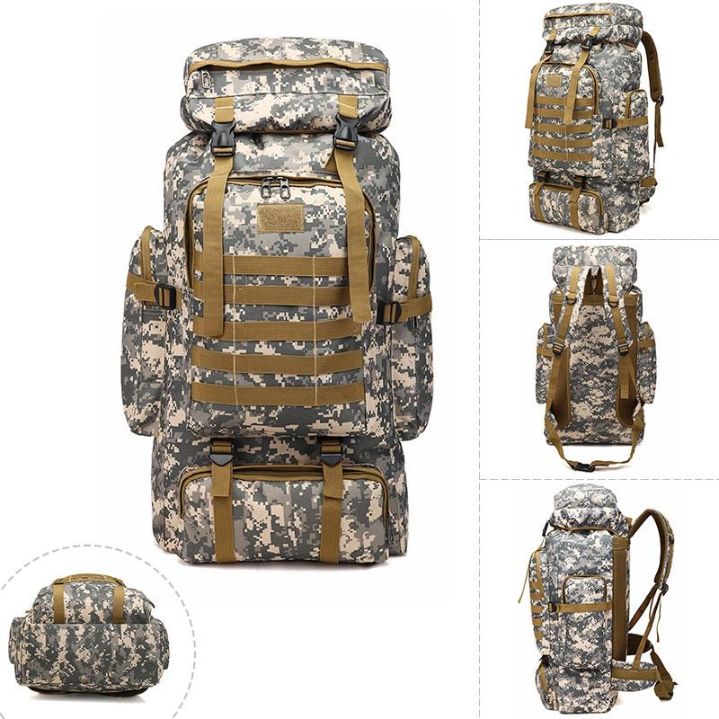 

85 L Outdoor Large Capacity Tactical Backpack Waterproof Camouflage Shoulder Bag Climbing Travel Hiking Trekking Bag, Khaki