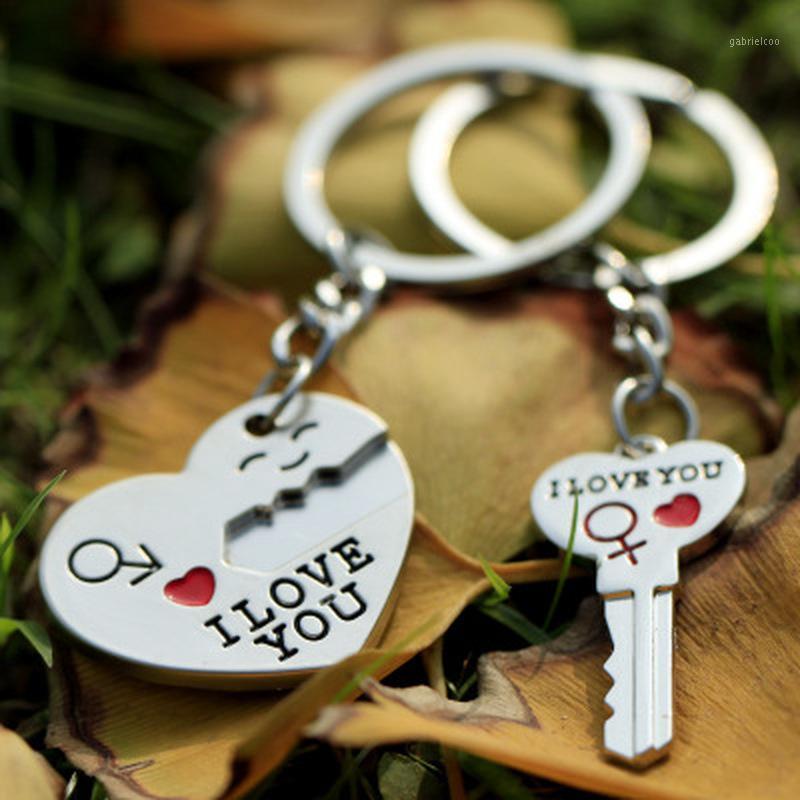 

1set/bag Couple I LOVE YOU Letter Key Chain Heart Key Ring Silvery Lovers Love Chain Souvenirs Valentine's Day Gifts 20211