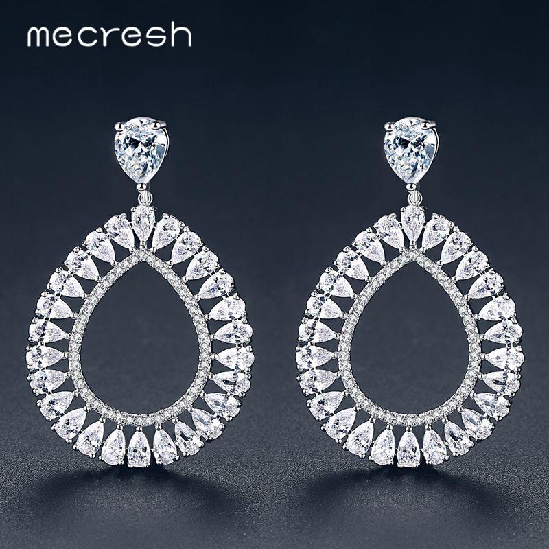 

Mecresh 3 Colors Teardrop Cubic Zirconia Women Statement Dangle Earrings 2020 Wedding Engagement Party Bridal Jewelry MEH1050
