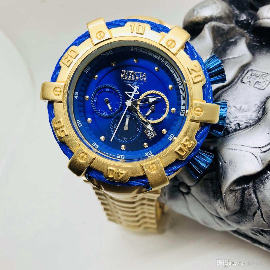 

INVICTA Hot DZ7333 Outdoor Sports Quartz Men's Watch Blue and Silver All functions can be operated Rotating 52MM steel dial, Slivery;brown