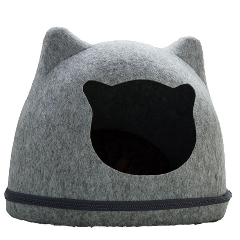 

Cat Pet House Bed,Detachable Natural Felt Cat Bed,Breathable Pet,Bed House with Cushion