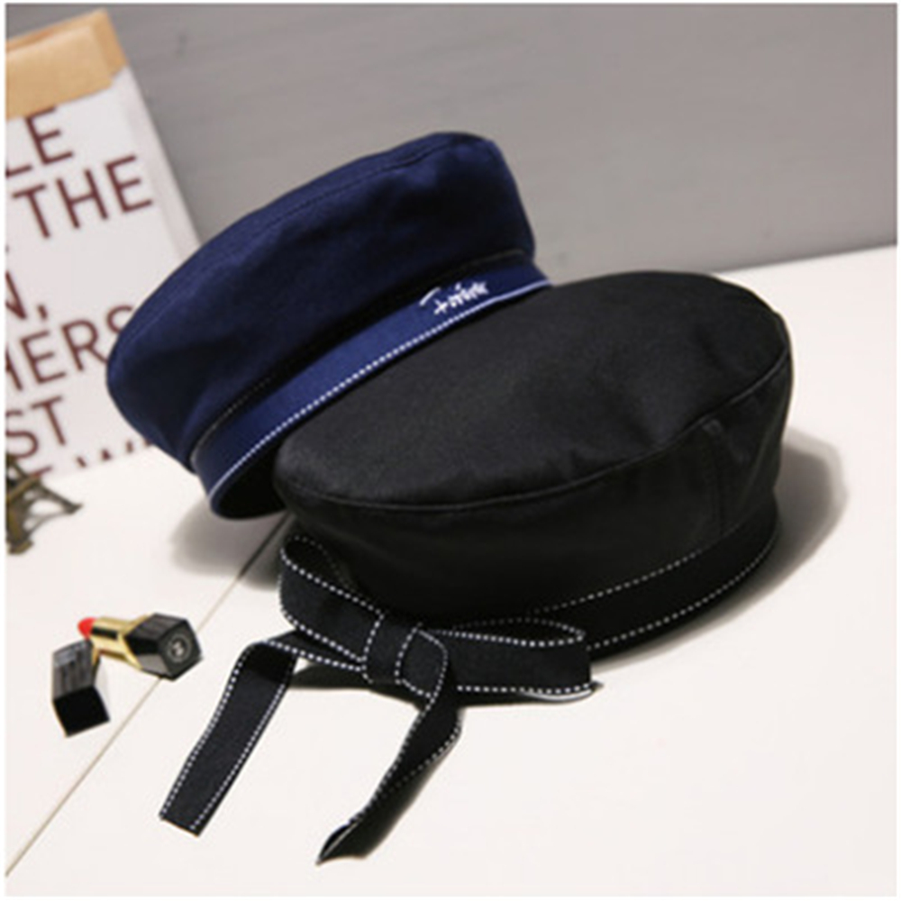 

Fashion Ribbon Ribbon Bow Beret Korean version of the uniform uniform cap monogrammed embroidered octagonal cap WS-2553, Ws-2253-3