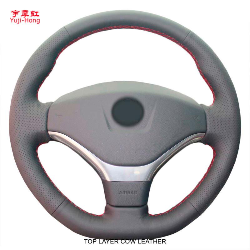 

Yuji-Hong Top Layer Genuine Cow Leather Car Steering Wheel Covers Case for 308 2011-2020 408 2012-2013 Hand-stitched