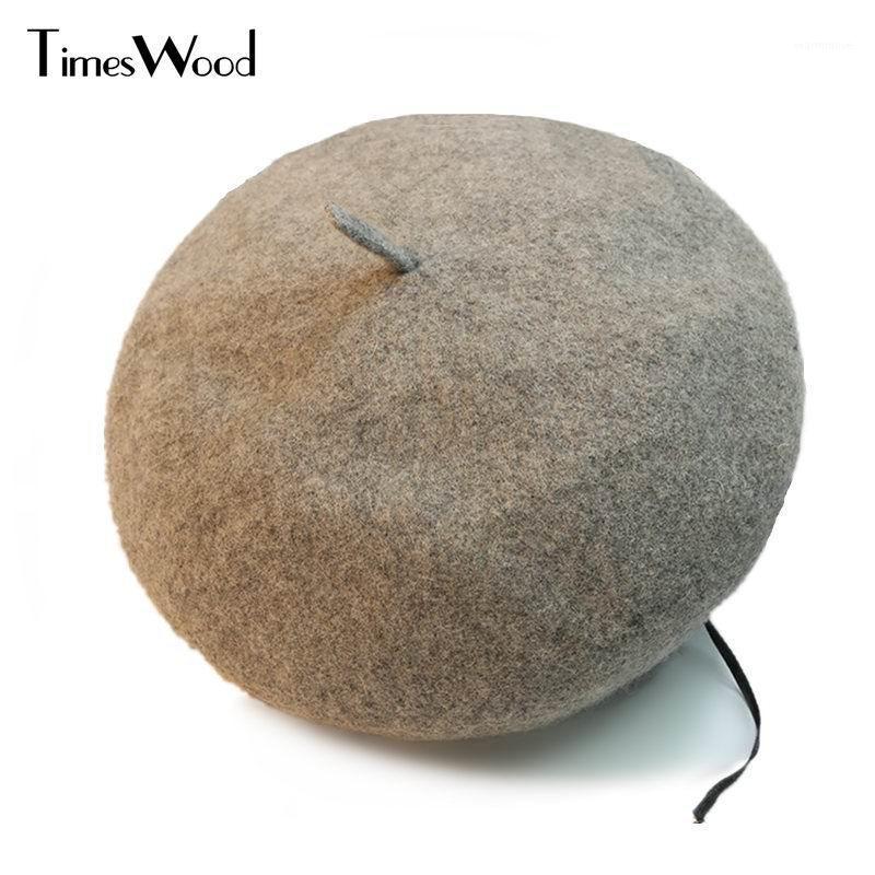 

[TIMESWOOD] Woolen Berets Hat Lady Fashion Wool Caps Women French Beret Spring Fall Winter Felt Beanie Black Red Pink Grey Khaki1