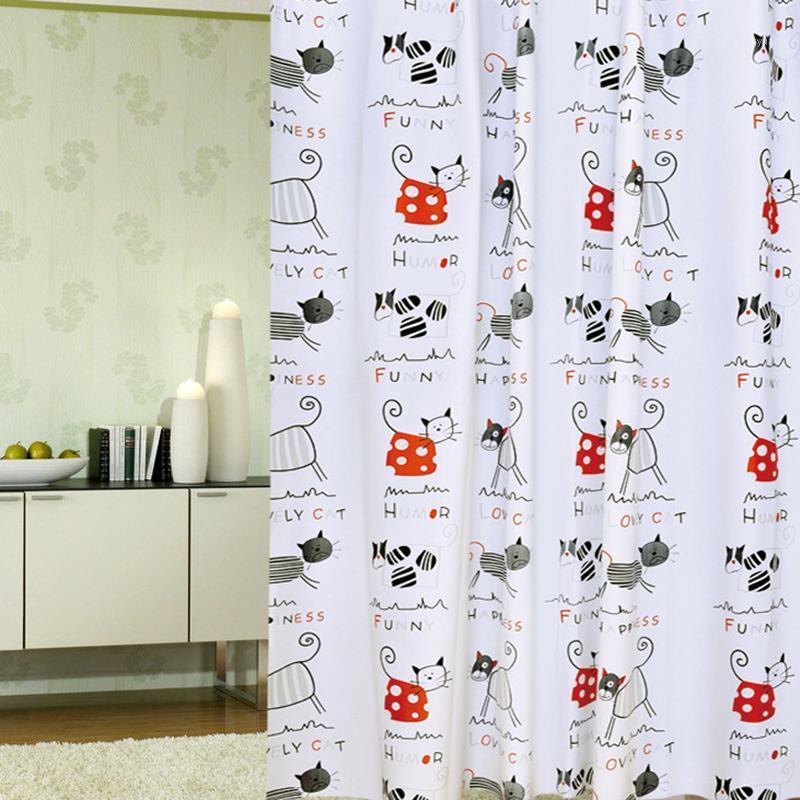 

Bathroom Curtain Cartoon Cat Printing Waterproof Bath Shower Curtain Cat Bathroom With Plastic Hooks1