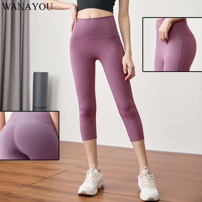 

WANAYOU -3XL Plus Size Push Up Hip Tight Yoga Pants, Women' Seamless Calf-Length Sports Pants,Elastic Thin Running Gym Pants1, Blue