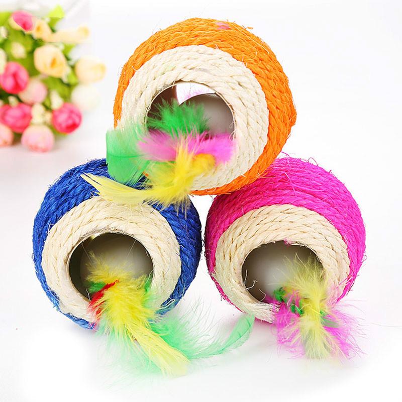 

Pet cat ball toys woven bearing kitten Sisal Teaser rattle game scratching that attract s grass Toys