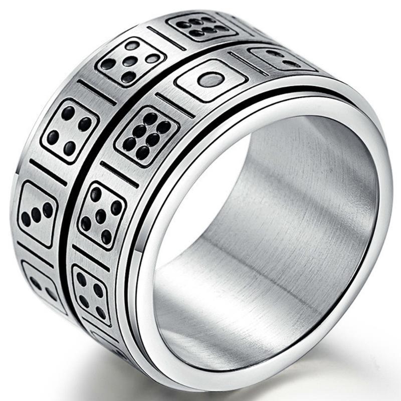 

Double Layer Spinner Rotating Dice Stainless Steel Brand Nice Ring For Men Big Cocktail Luxury Beautiful Party Fun Game Rings