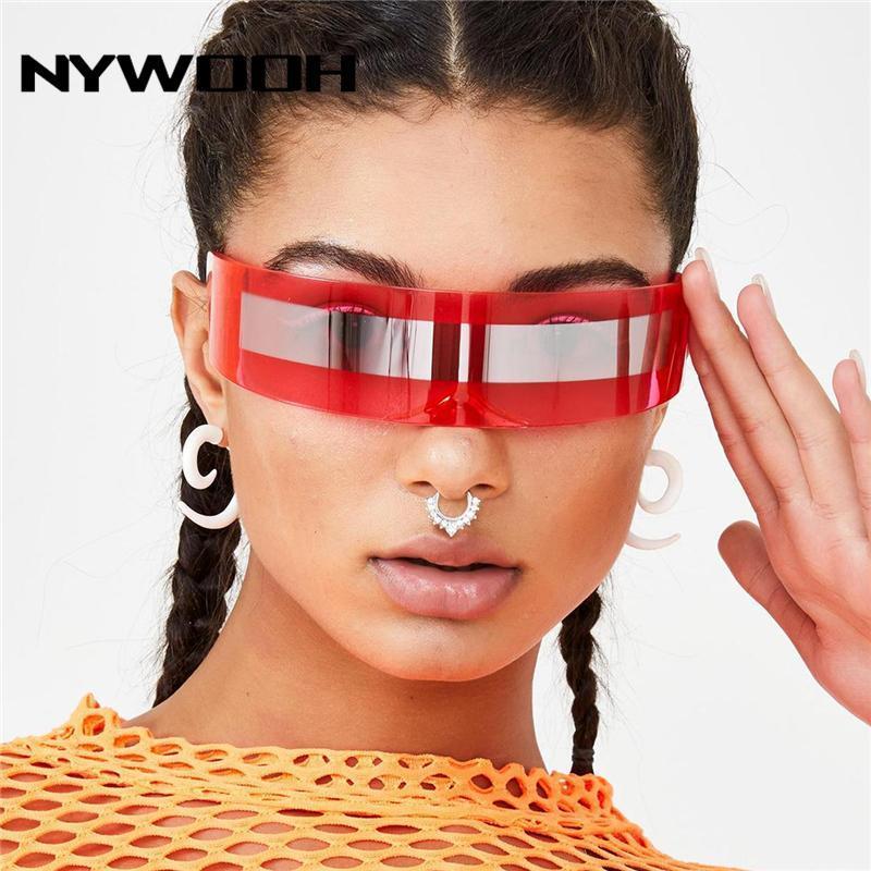 

Sunglasses NYWOOH Future Wrap Around Goggle Women Men Weird Siamese Fashion Glasses Party Sun Glasses1