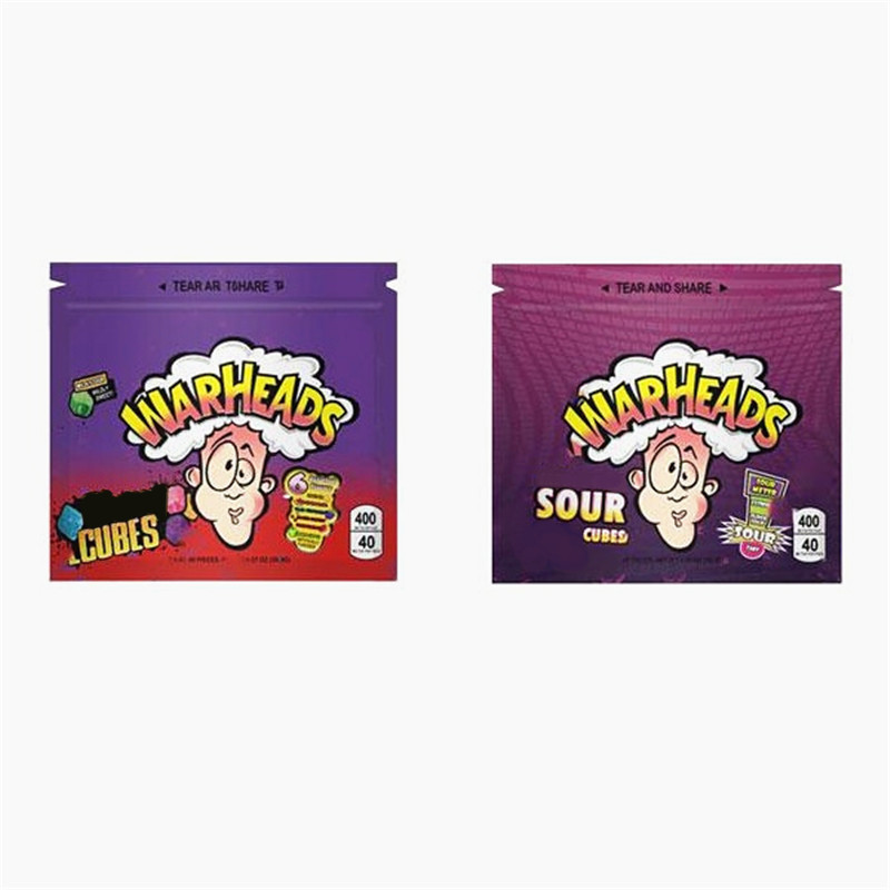 

Warhead Gummies Mylar Bag 400mg Empty Edibles Package Zipper Storage Pouch for Tobacco Flower Retail Packaging