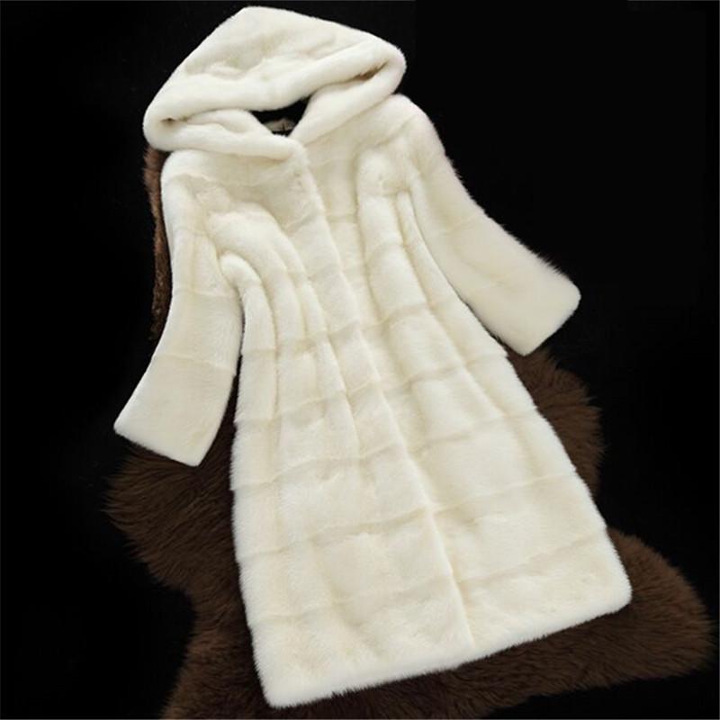 

Winter Faux Fur Coat Women Hooded Coat Autumn Winter Fashion Pink Furry Long Jacket Female Faux Leather Coats Jackets, Black