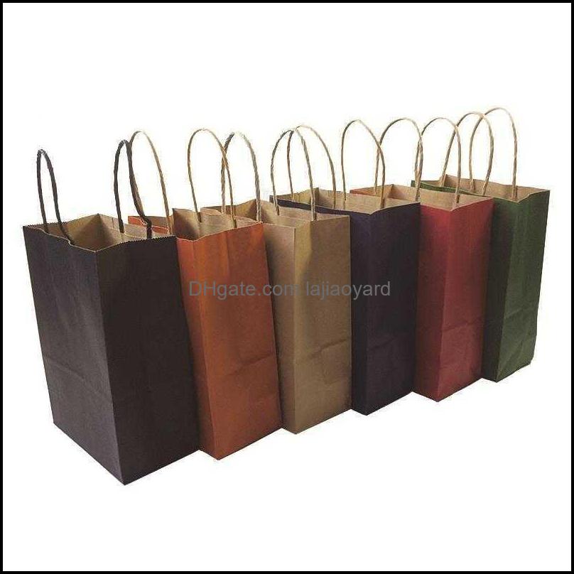

Gift Wrap Event & Party Supplies Festive Home Garden 40Pcs Fashionable Kraft Paper Bag With Handle/Shop Bags/Christmas Brown Packing Bag/Exc