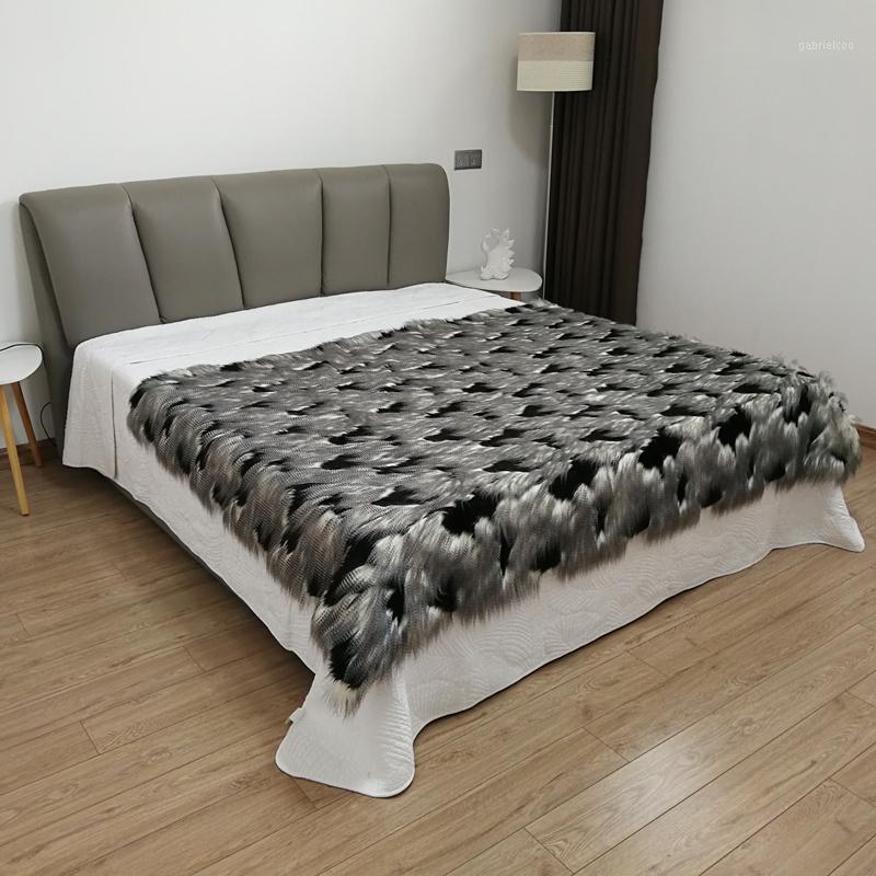

American style big size black feather faux fur bed blanket, sofa cover, pet blankets ,artificial fur blanket1
