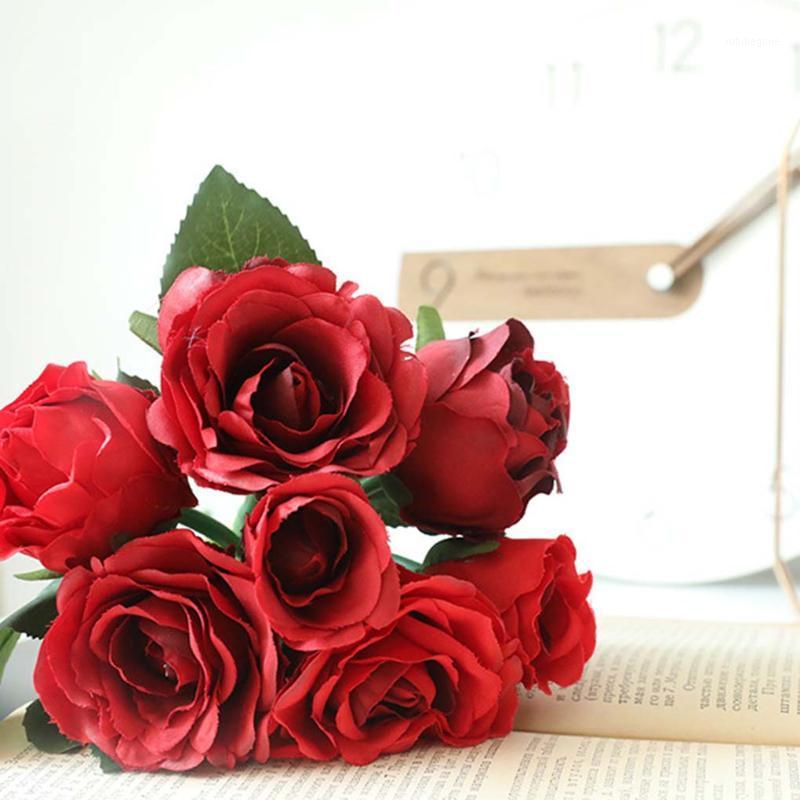 

Artificial Rose Flower Bouquet Simulation Rose Bundle Wedding Bridal Silk Fake Flower Bouquet1