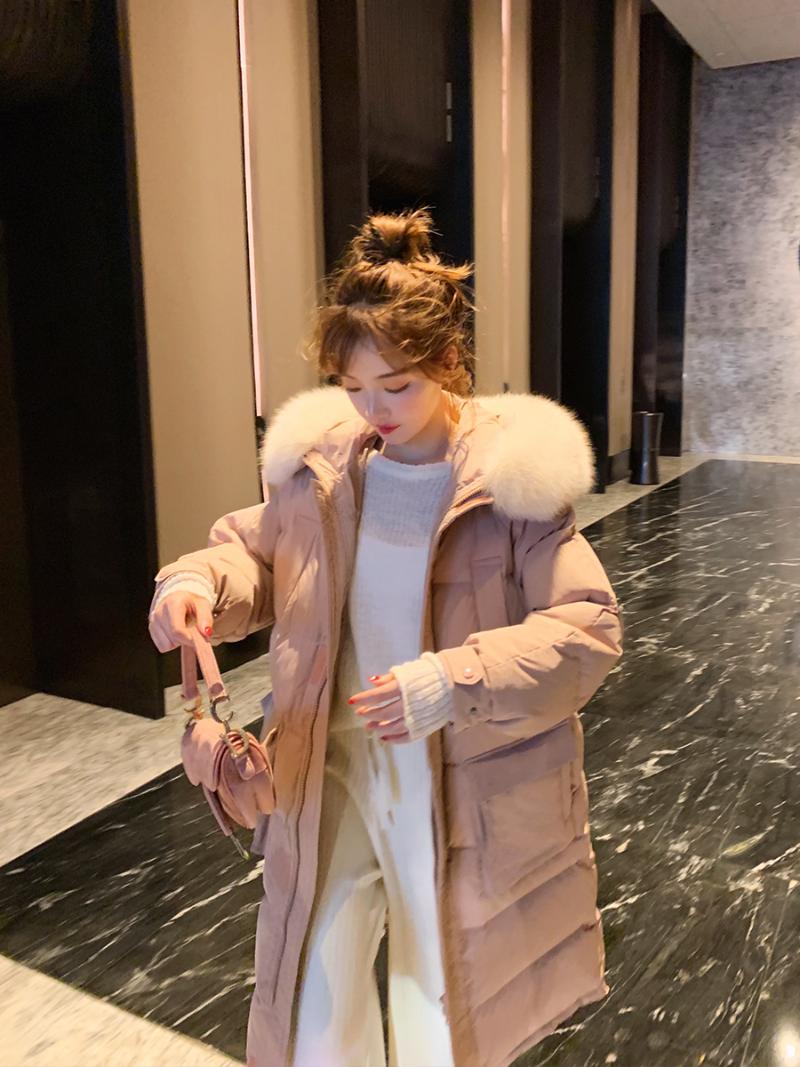 

Popular Fashion Fur Loose and Plus-sized Extra Long over the Knee Women's Mid-Length Down Jacket2020 new hot, Black