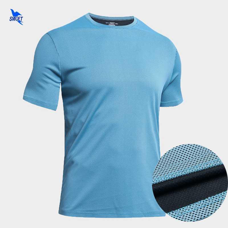 

Summer Mesh Fabric Compression Shirt Men Short Sleeves T-shirt Gyms Fitness Clothing Solid Color Quick Dry Crossfit Running Tops1, Black