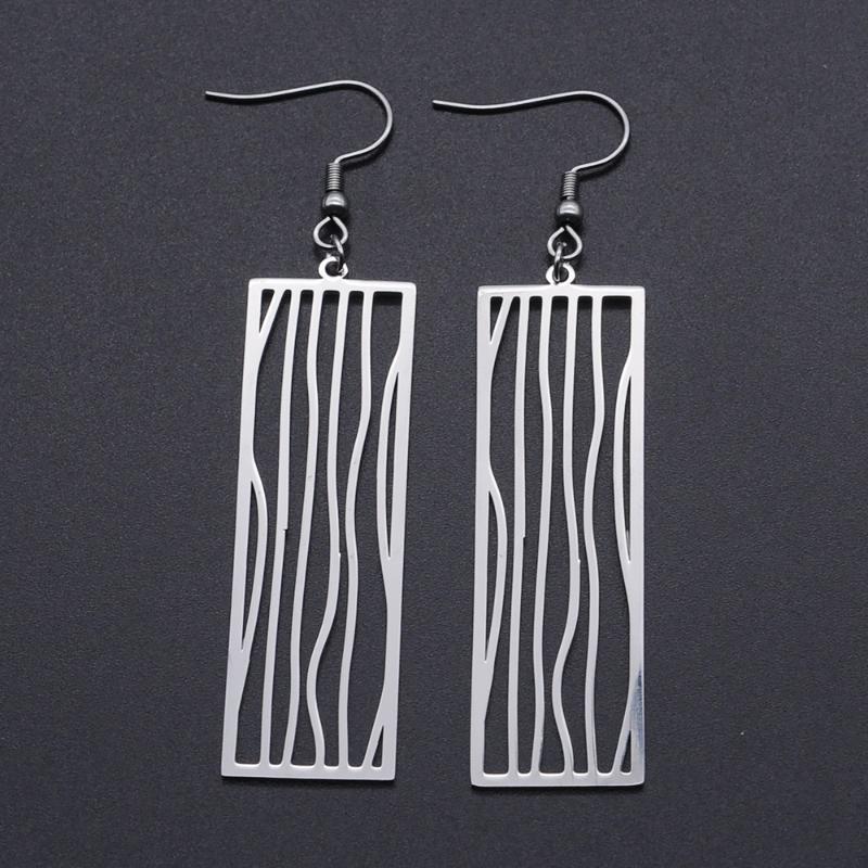 

100% Stainless Steel Fashion Geometric Square Water Wave Earring for Women Wholesale Birthday Gift Dropshipping