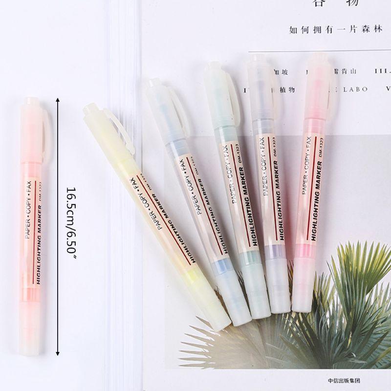 

6 Color Dual Double Headed Highlighter Pen Fluorescent Marker Drawing Stationery M0XB1