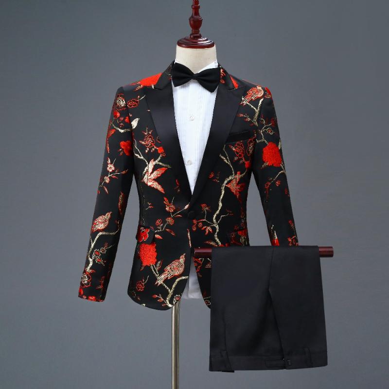 

Costume Homme Flower Business Men Suits 2 Pieces Slim Fit Wedding Tuxedos Groomsmen Best Man Formal Suit for Men Tuxedos, Same as pic