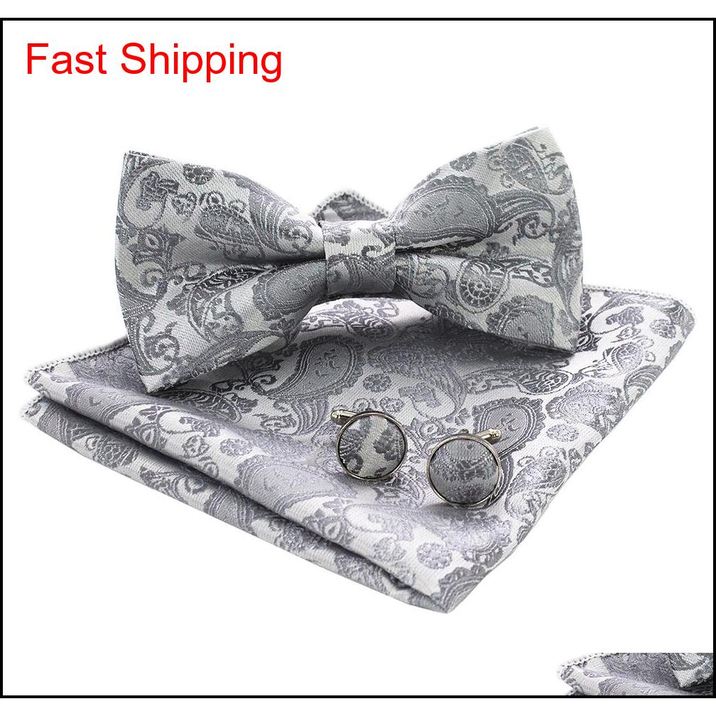 

Classic Paisley Mens Bow Tie Set Solid Color Two Layer Pre-tied Bowties&pocket Square Cufflinks B qylgYx dh_seller2010