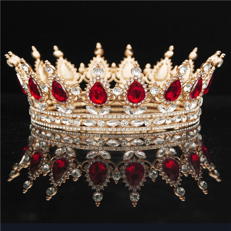 

Round Crystal Crown Diadem Queen Headdress Metal Gold Colors Tiaras and Crowns Prom Pageant Wedding Hair Jewelry Accessories W0104