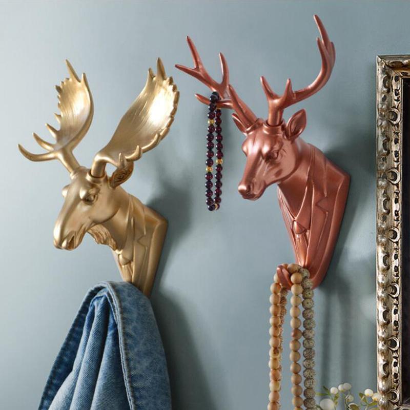 

Home Decoration Deer Antlers Wall Hook Rack Decorative Hangers Retro Homey Statue Crafts Storage Organization Hat Coat Hanger