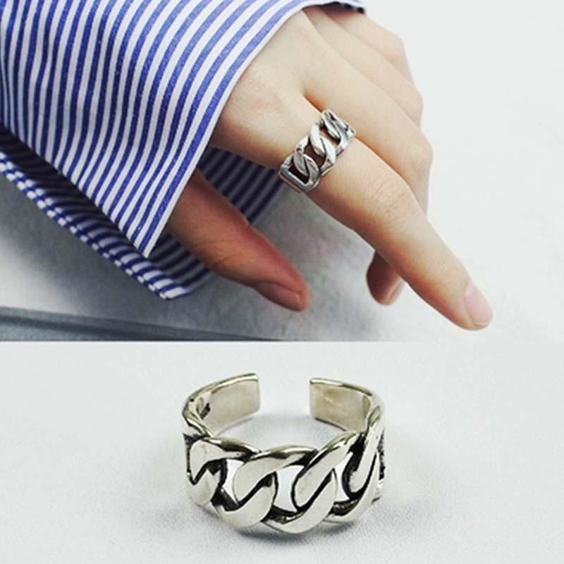 

2020 New Fashion Rings Vintage Silver Color Chain Rings For Girl Ladies Adjustable Size Statement Ring Wedding Party Jewelry