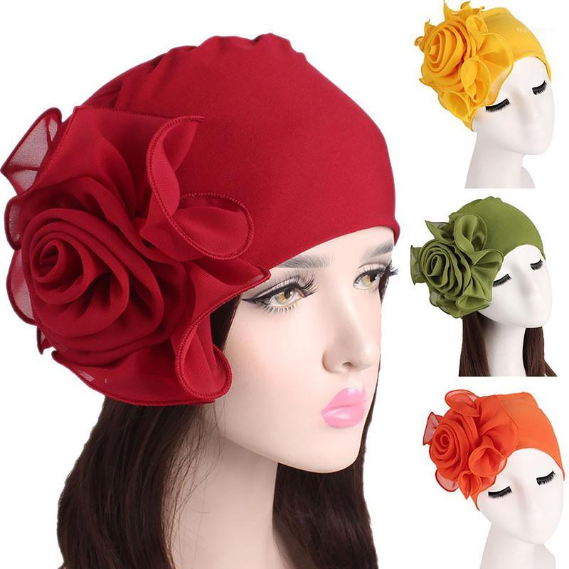 

Fashion Bonnet Stretch Turban Hat Women Muslim A Winter Hat Cap Flower Cap Hair Loss Head Scarf Wrap1, White