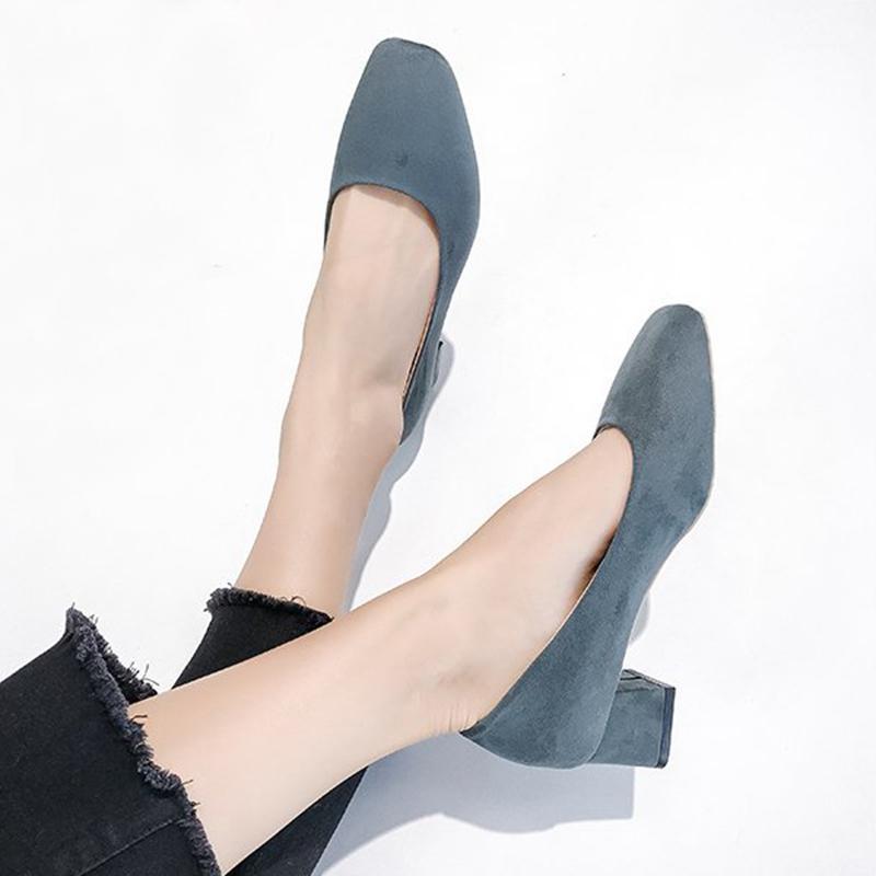 

2020 Spring Women Pumps Mid Square Heel Square Toe Work Shoes Lady Office Casual Weekly All Match Shoes1, Black