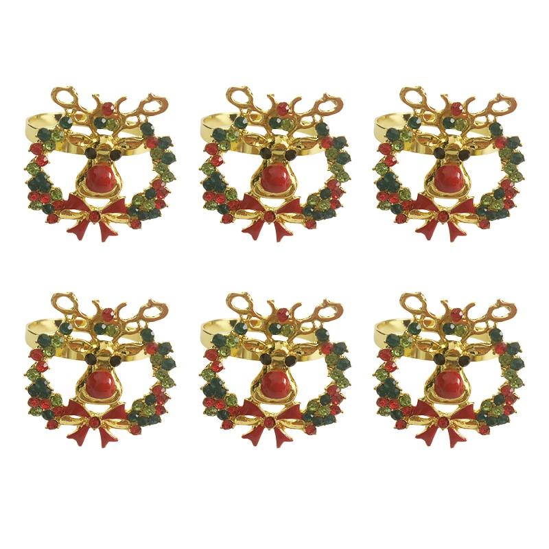 

6Pcs Deer Napkin Buckle Christmas Deer Napkin Ring Hotel Decoration Cloth Buckle Metal Ring
