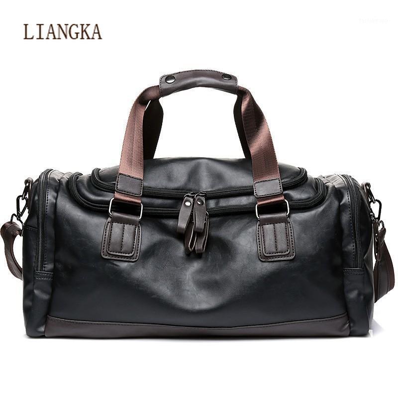 

2020 Travel Bag Leather Casual Men Handbag Big Tote Large Capacity Weekend Luggage Bag Male Black Shoulder Bags1
