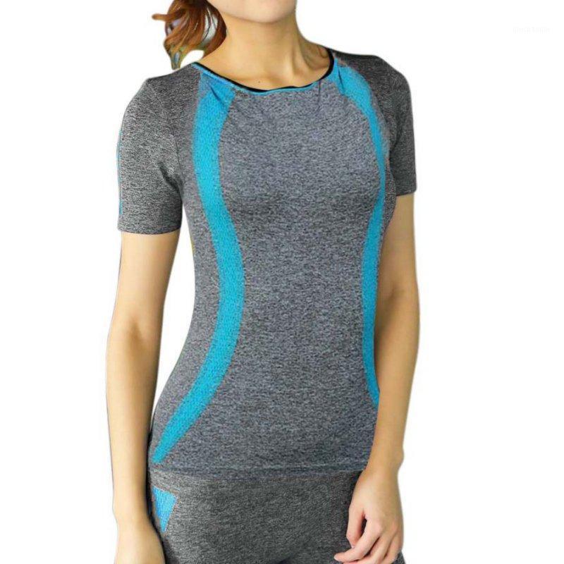 

Women Sports Shirts Tank Fitness Gym Stretch Workout Athletic Blouse Top T-Shirt1, Blue