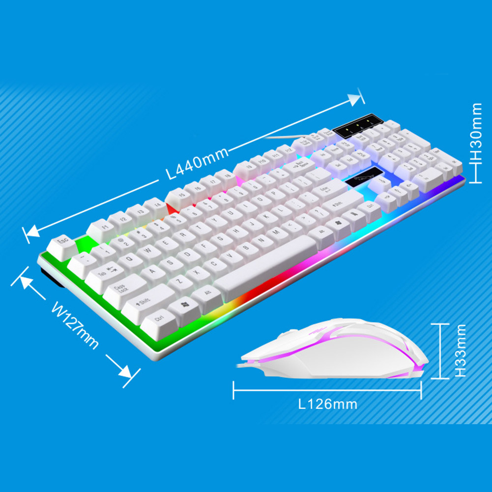 

Wired Gaming Keyboard and Mouse Set Colorful LED Backlit USB Gaming Keyboard Mouse for Laptop PC Gamers DQ-Drop