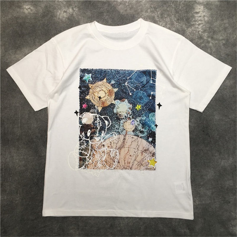 

Street Fashion Mens T Shirt 20ss Starry Sky Tennis Short Sleeves T Shirts Men and Women Couples Style High Quality Hip Hop Tee, White