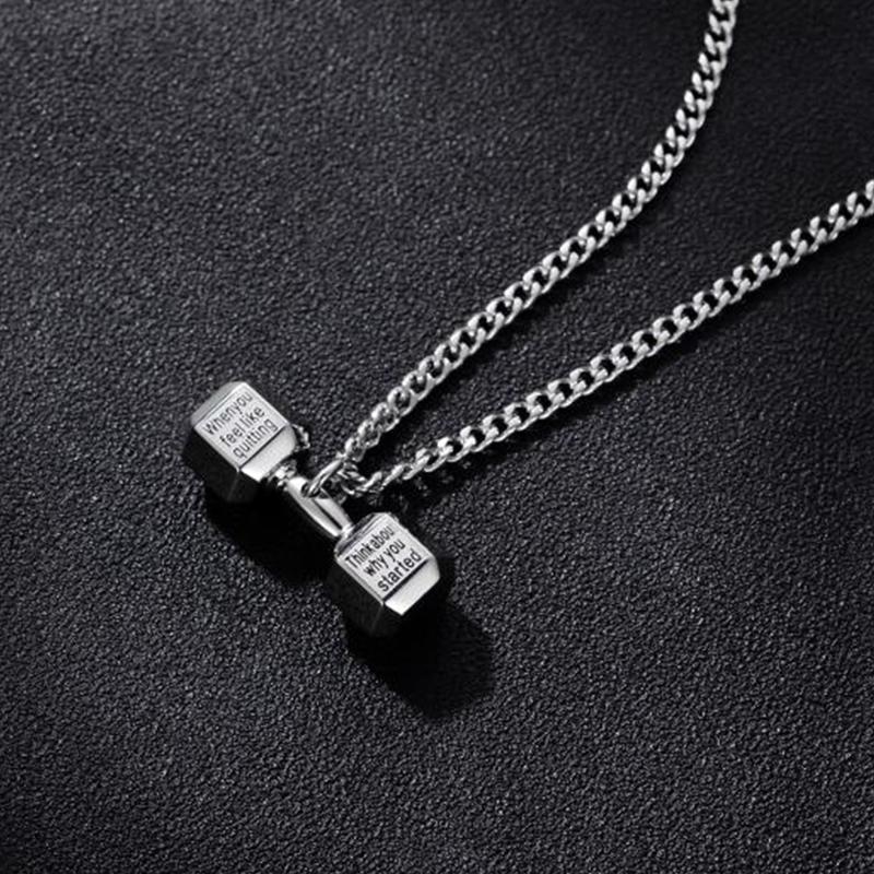 

Steel color necklace men stainless steel fitness pendant Fitness black chaine necklace male accessories jewelry on the neck 35mm