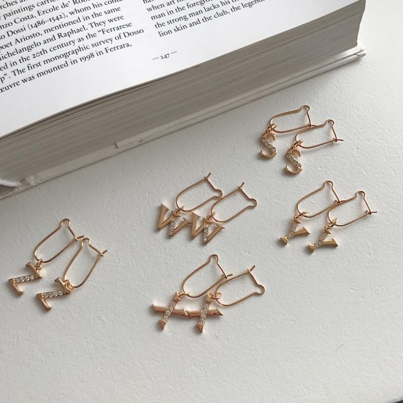 

Simple Ear Hoops with 26 Letters Alphabet Charm for Earrings for Women DIY Jewelry Making Fashion Bijoux