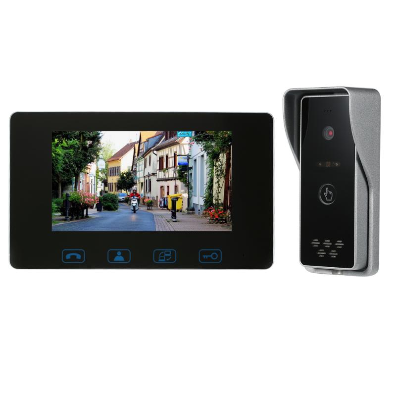 

Waterproof 7" Wired Doorbell Video Intercom Monitor Doorphone System HD Camera Kits Support Unlock Monitoring Dual-Way Intercom