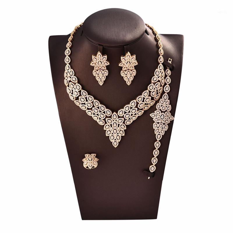 

Fashion Cubic Zirconia Elegant Retro Flowers style Four Item Set,Wedding/Party/dinner Jewelry for Women's Accessaries SD0461, As pic