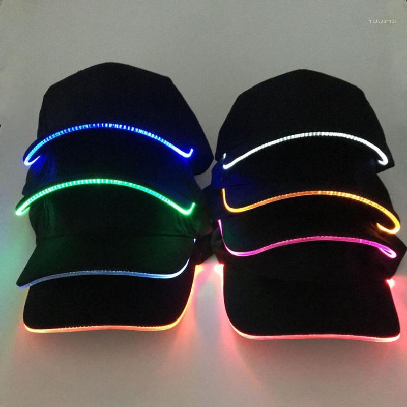 

Ball Caps Fashion Unisex Solid Color LED Luminous Baseball Hat Christmas Party Peaked Cap1, White colorful light