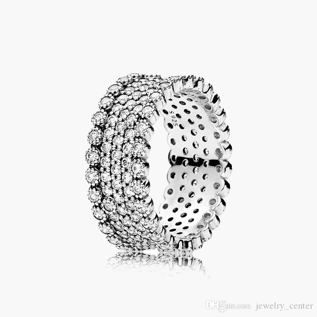 

Women's 925 Sterling Silver Wedding Rings Cubic Zirconia Diamonds for Pandora Style Women Full CZ Stone RING with Original Ladies Gift