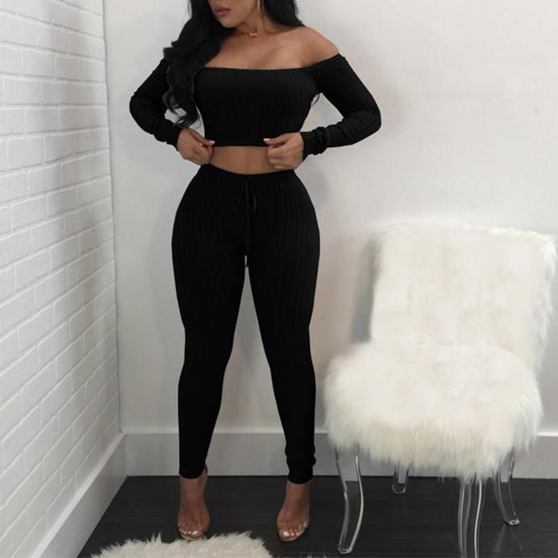 

Jogging Suits For Women Color Splicing Long Sleeve T-Shirt Long Pants Sports Set Autumn Winter busos para mujer #A, Black