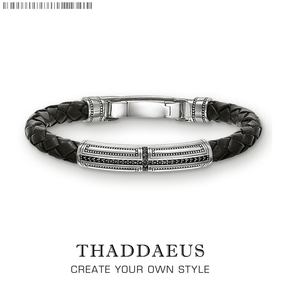 

Brand New Leather Bracelet Cross,Thomas 925 Sterling Silver Rebel Bracelet Casual Fashion Jewelry Gift For Men Women Lover 1028, Black