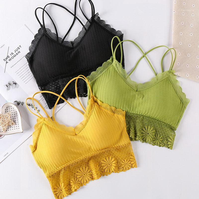 

Girls Bra Support Cotton Women Laces Sports Bra Top Women Gym Fitness Seamless Push Up Yoga Padded Sports Top Active Wear1, Yellow