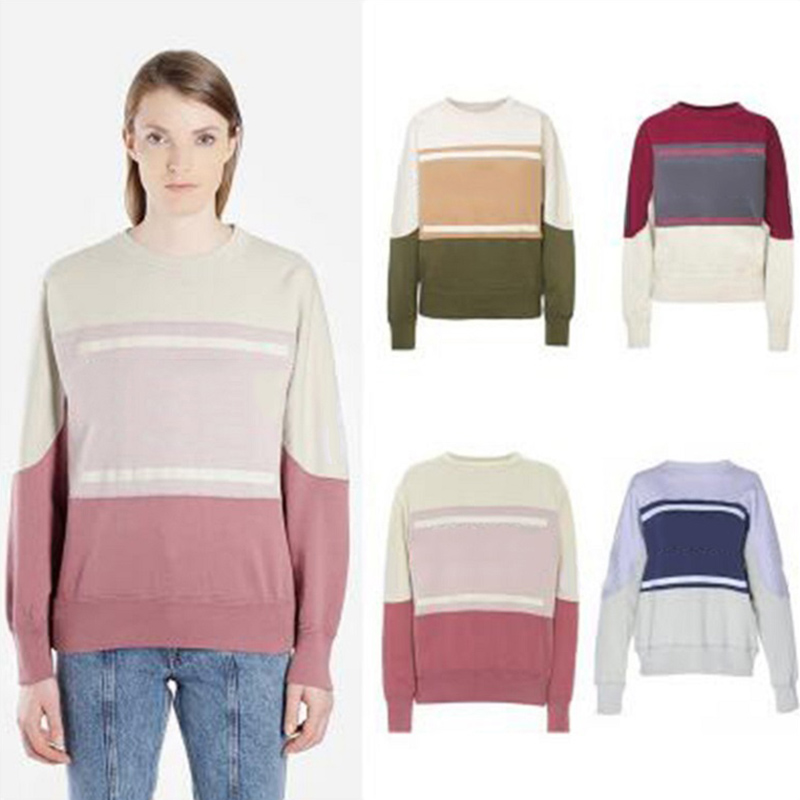

French Style Ins Sweatshirt Color Matching Vintage O-Neck Long Sleeve Street Pullover Sweatshirts Fashion Spring Summer Sweater Shirt, Pink