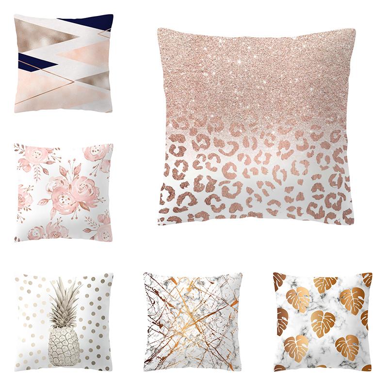 

Simple Personality Pillowcase Pineapple Line Leaf Geometric Cushion Cover Home Decoration 45*45Cm Peach Skin Car Cushion Cover, 12
