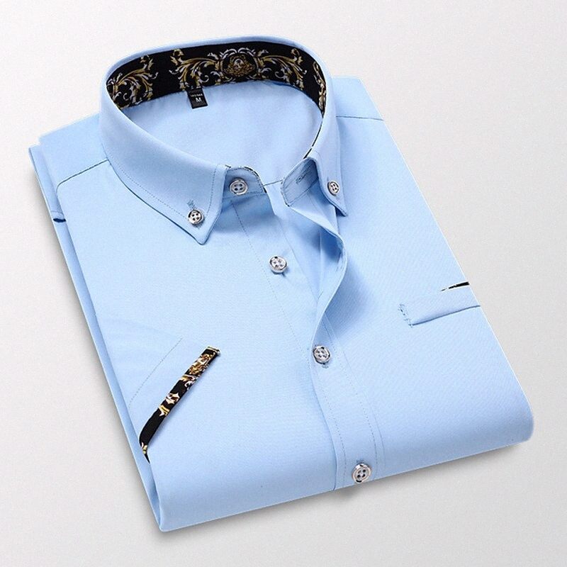 Men's Shirt Other Prints Solid Colored Solid Color Button Down Collar Daily Work Short Sleeve Tops Business Basic White Black Gray I8Tp#