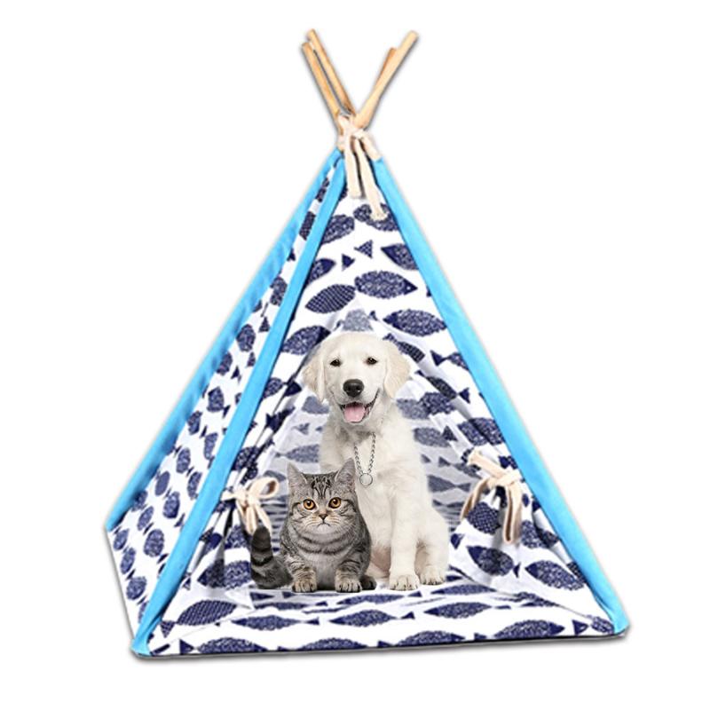 

Indoor Outdoor Foldable Pet Tent Dog Bed Cat Shed House Kennel Washable Pet Teepee House With Mat Product Supplies Gifts 11, As shown